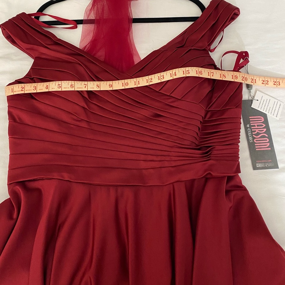 NWT Marsoni By Colors Satin Crepe Dress In Wine Color Size 16. ( M198 ) - Picture 8 of 12